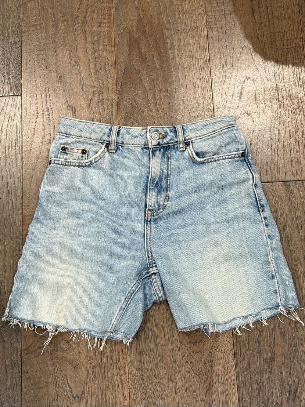 Topshop Light Blue Distressed Denim Cutoff Shorts